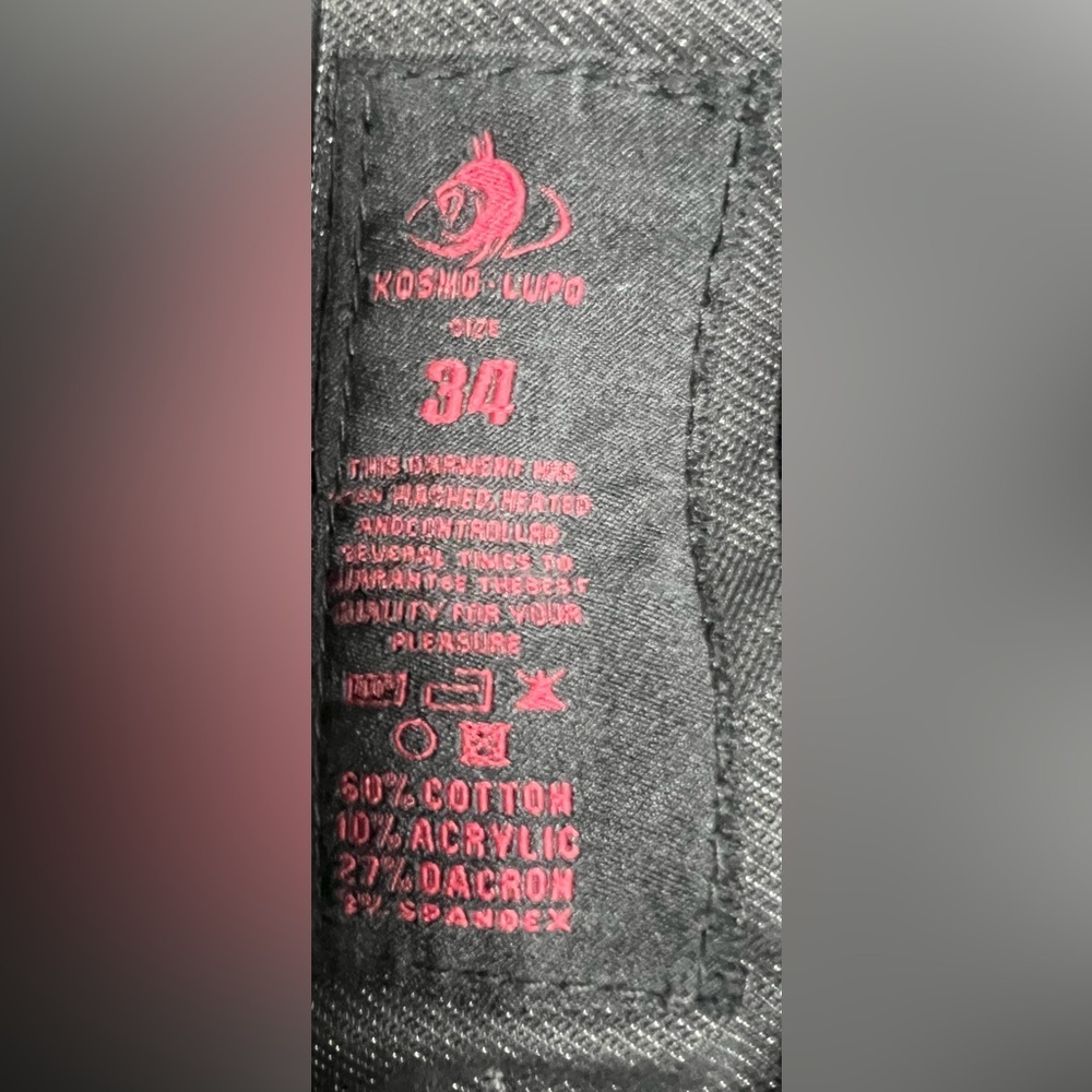 Kosmo Lupe Jeans Men’s Size 34x32 Slim Fit Jeans Black - Picture 9 of 11